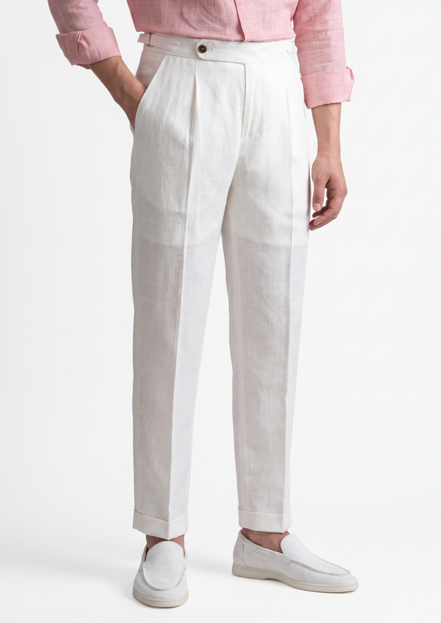 Tuscany Pleated Coastal Trousers in White