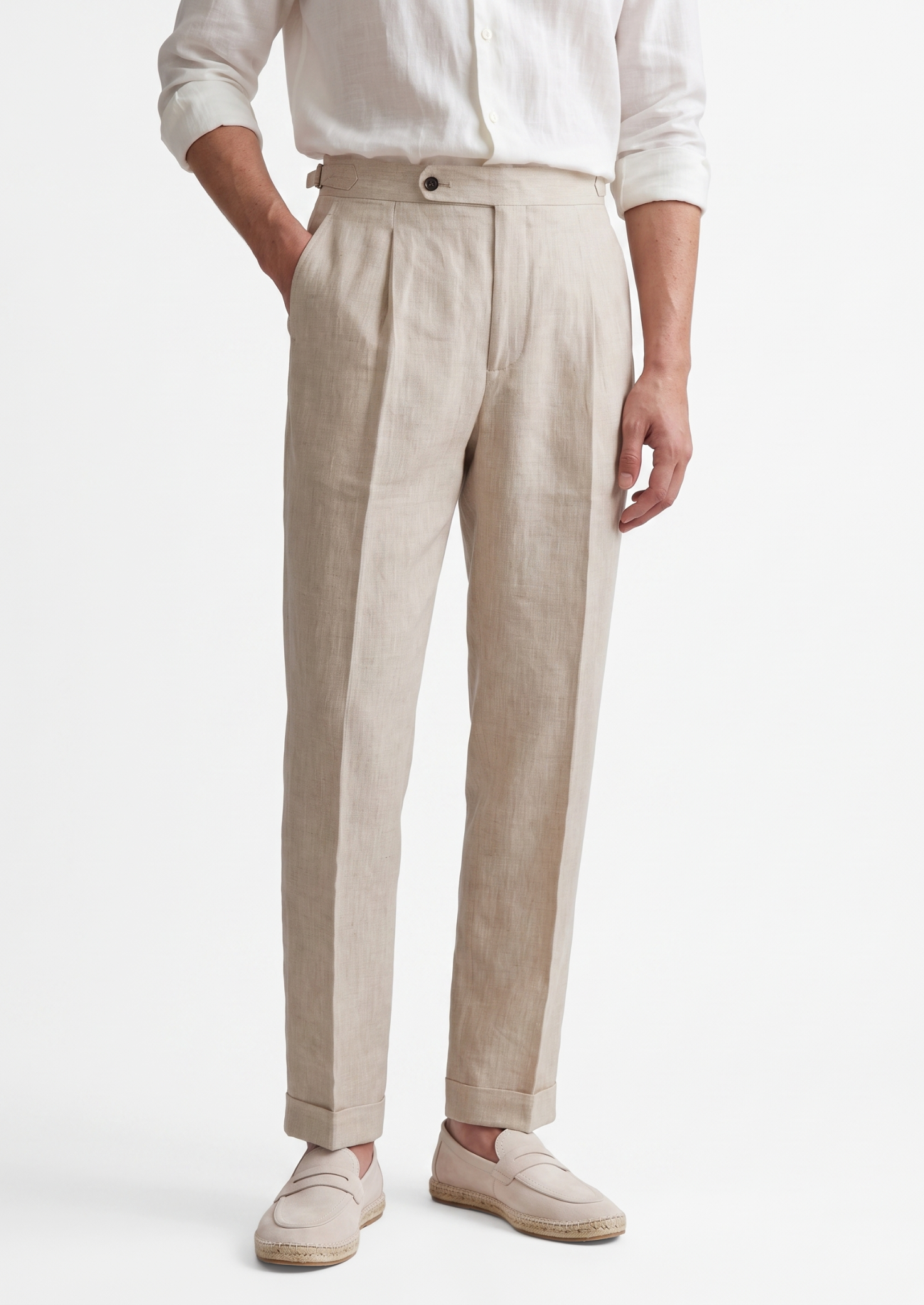 Tuscany Pleated Coastal Trousers in Ivory