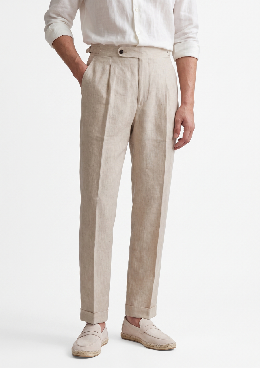 Tuscany Pleated Coastal Trousers in Ivory