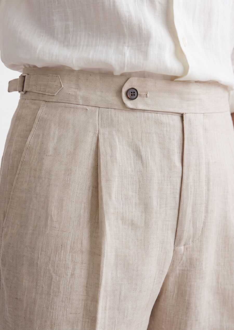 Tuscany Pleated Coastal Trousers in Ivory