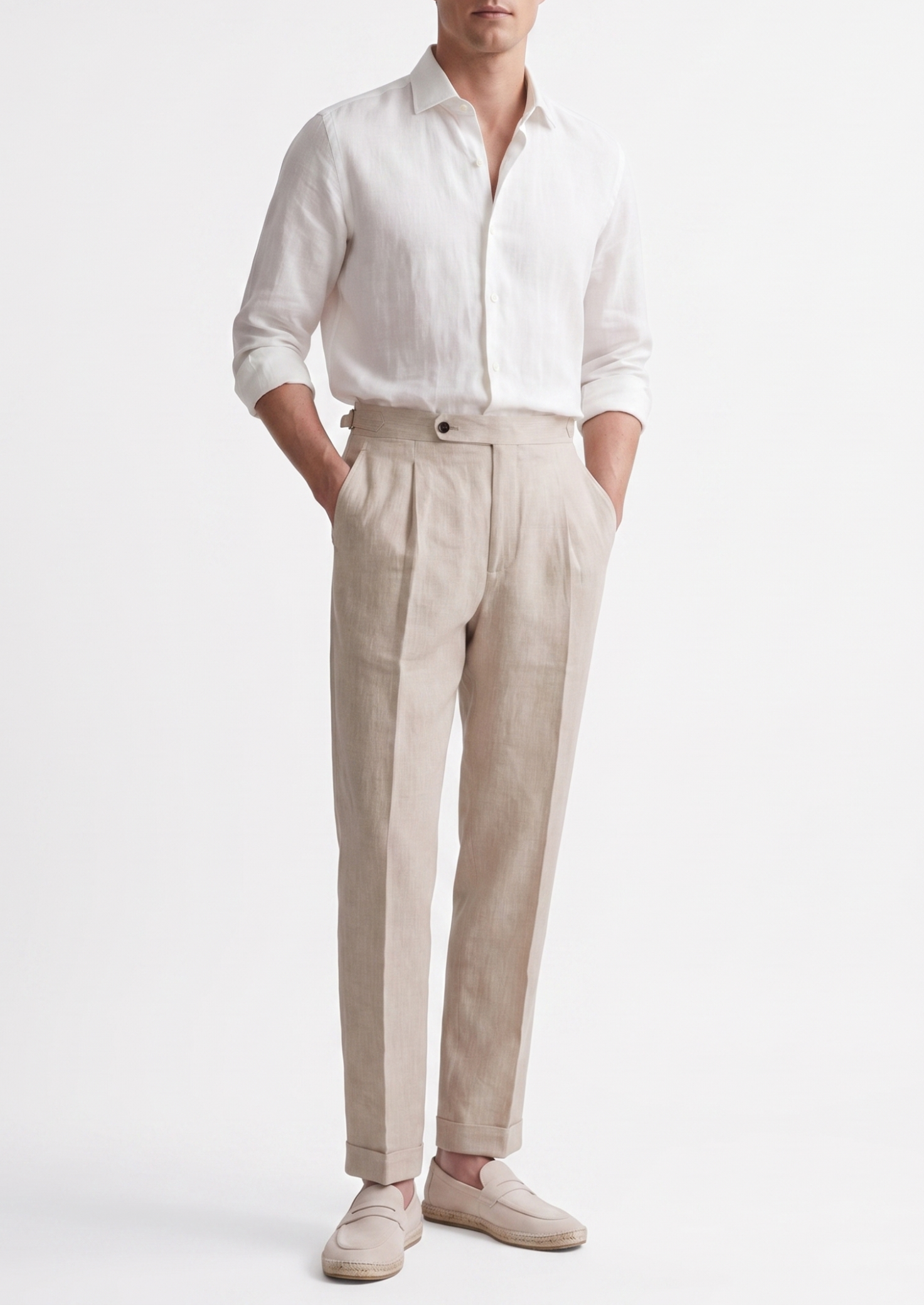 Tuscany Pleated Coastal Trousers in Ivory