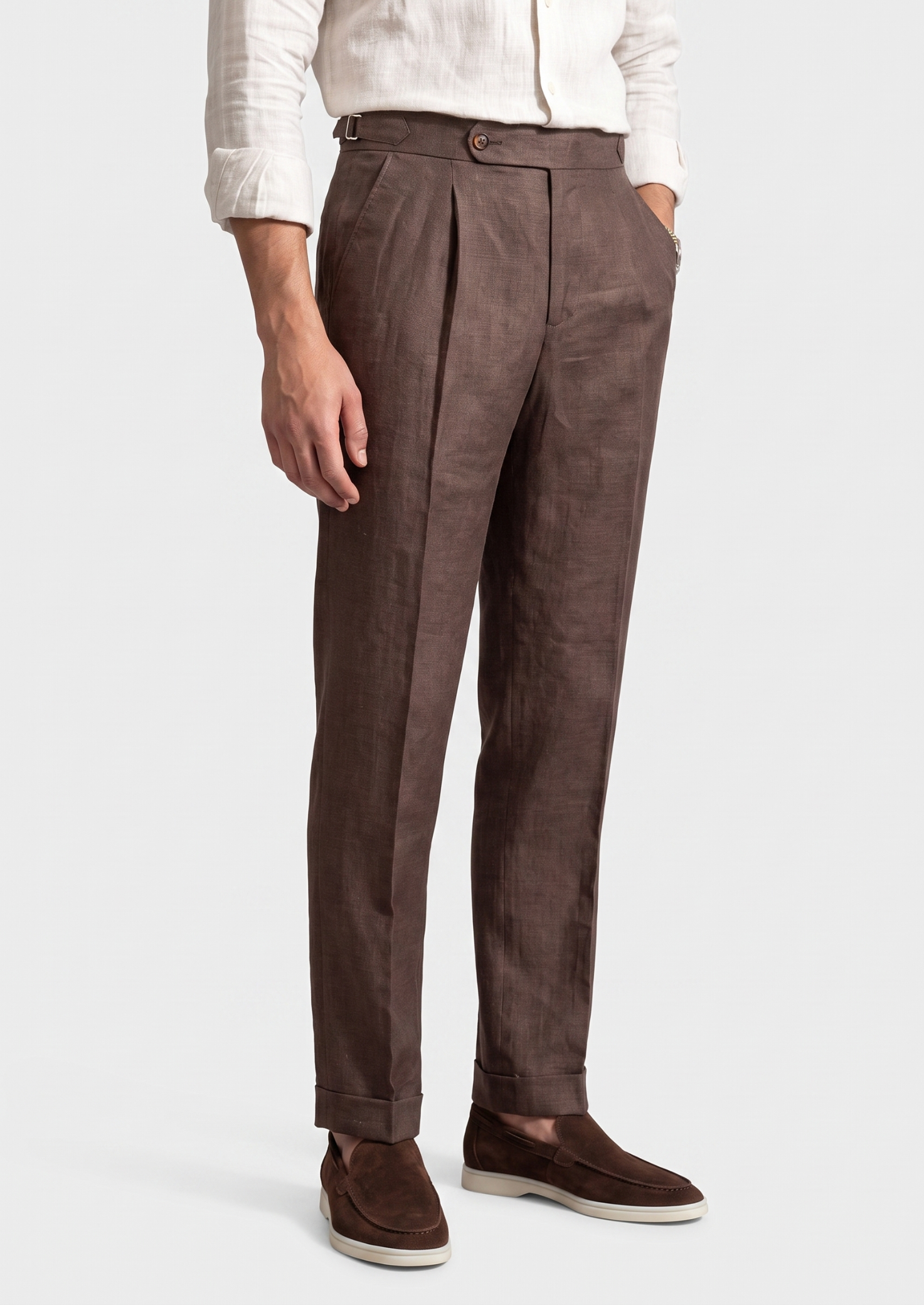 Tuscany Pleated Trousers in Rich Brown
