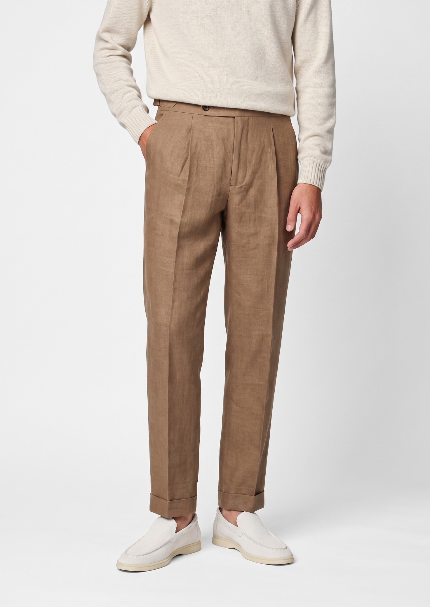 Tuscany Pleated Trousers in Caramel