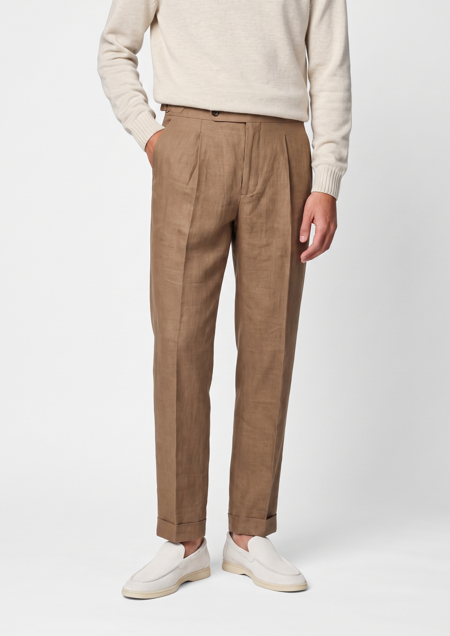 Tuscany Pleated Trousers in Caramel