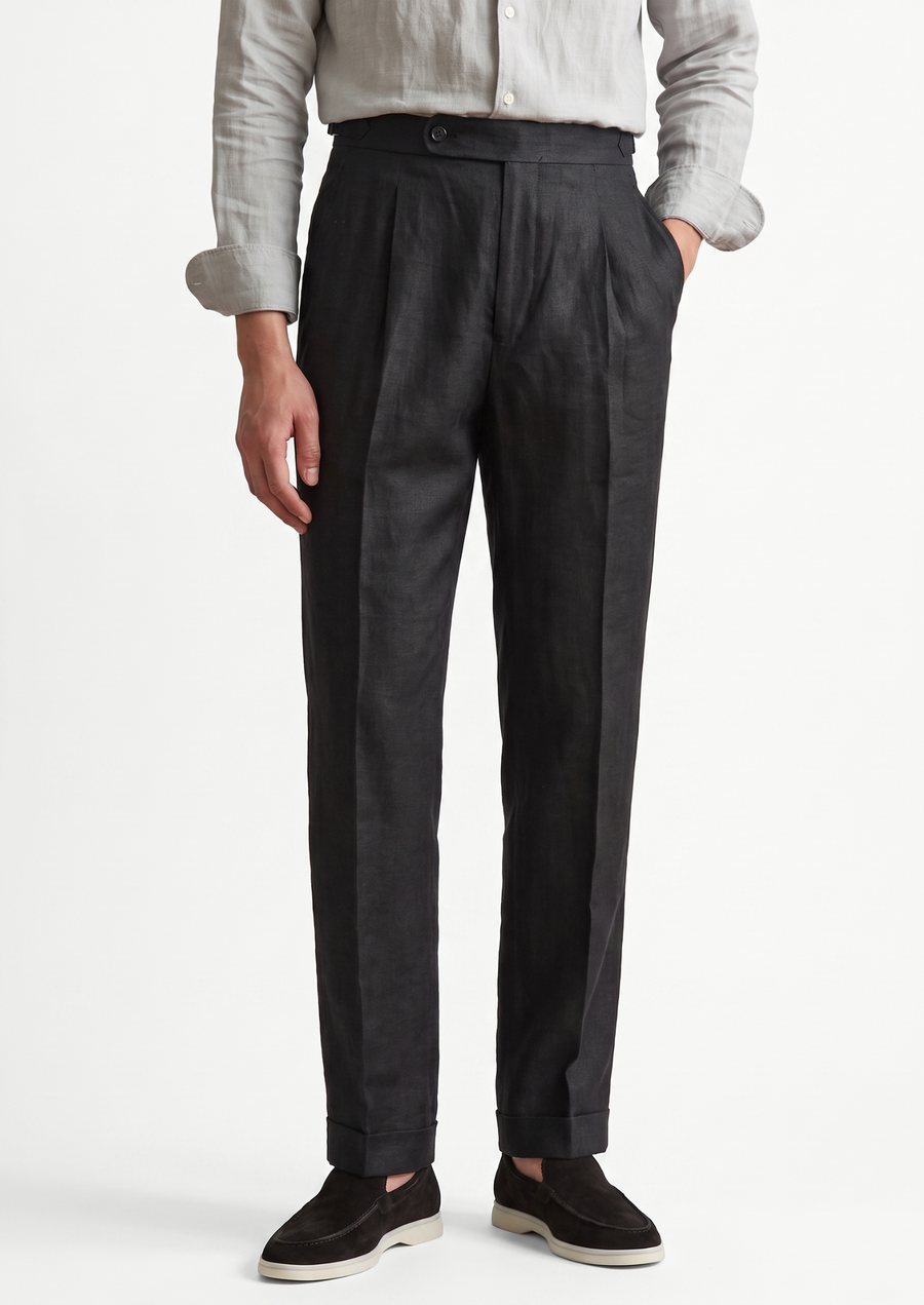 Tuscany Pleated Trousers in Noir