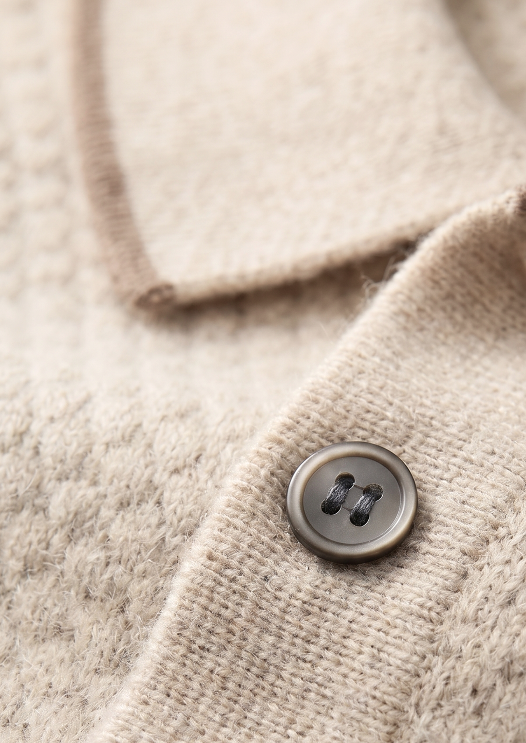 Ivory Two-Tone Cashmere Polo