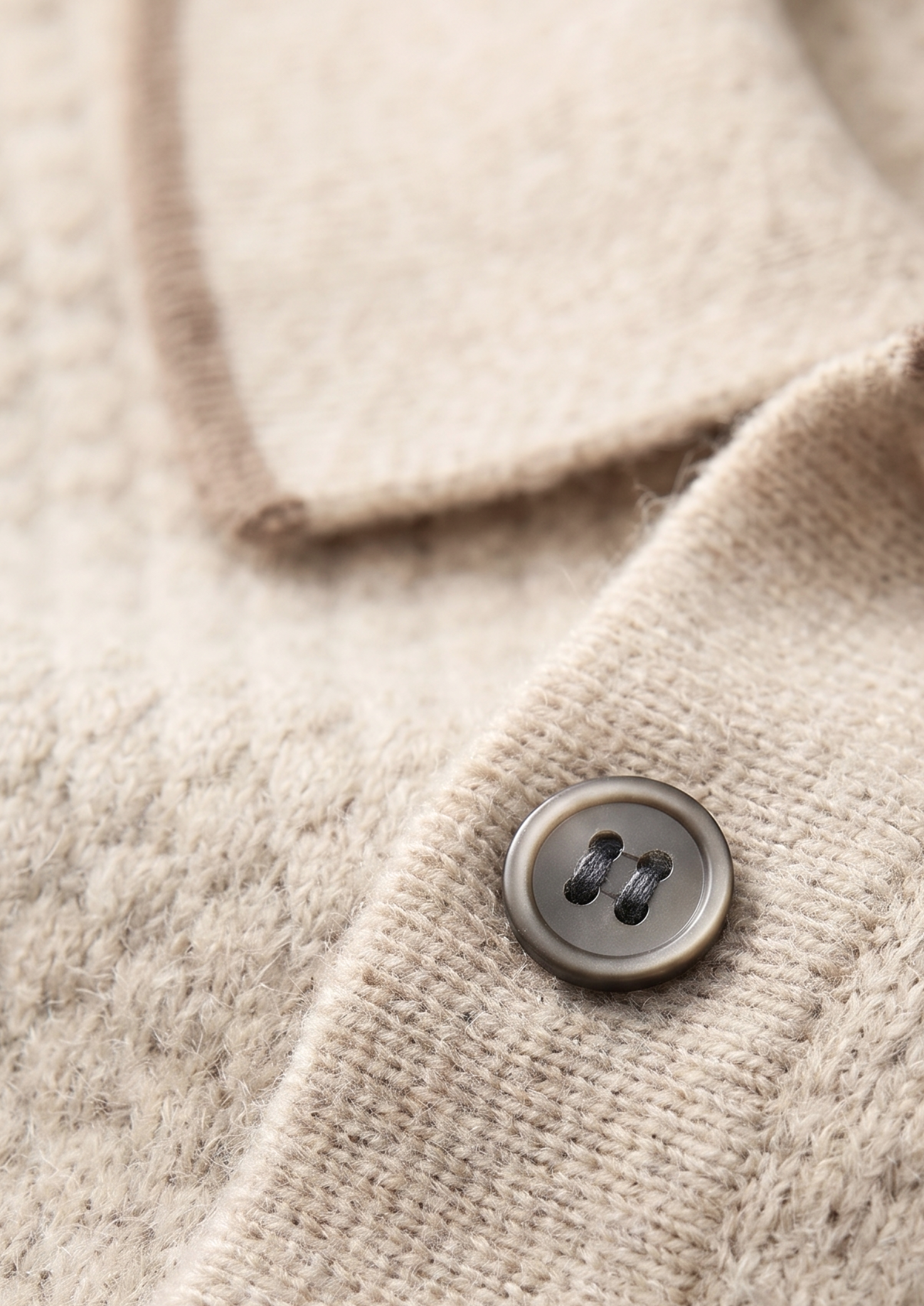 Ivory Two-Tone Cashmere Polo