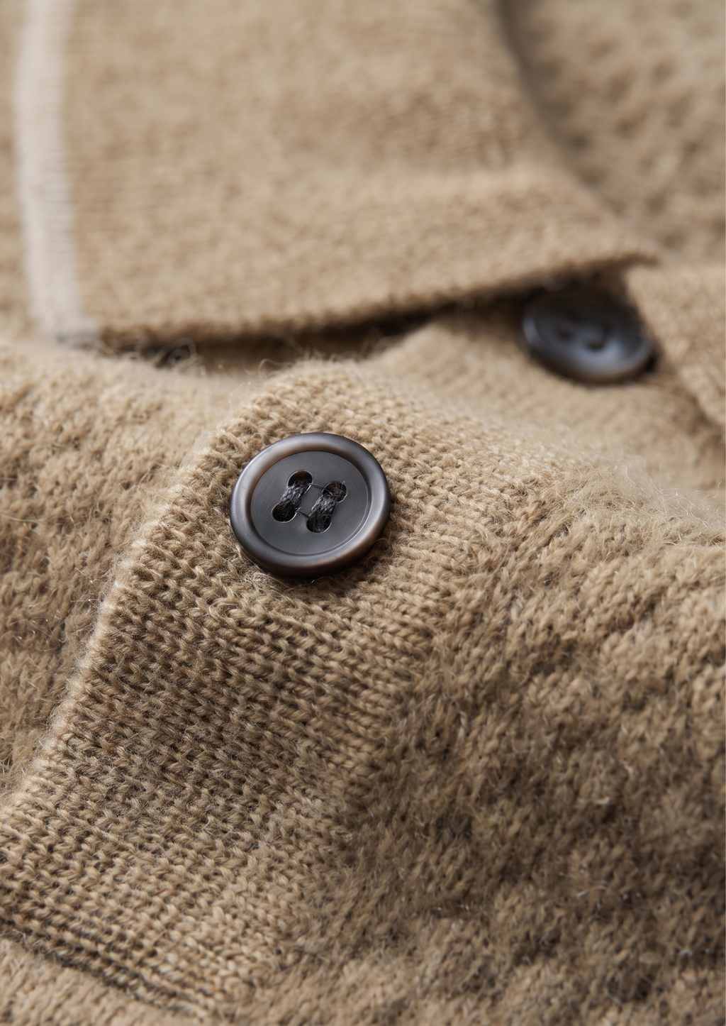 Beige Two-Tone Cashmere Polo