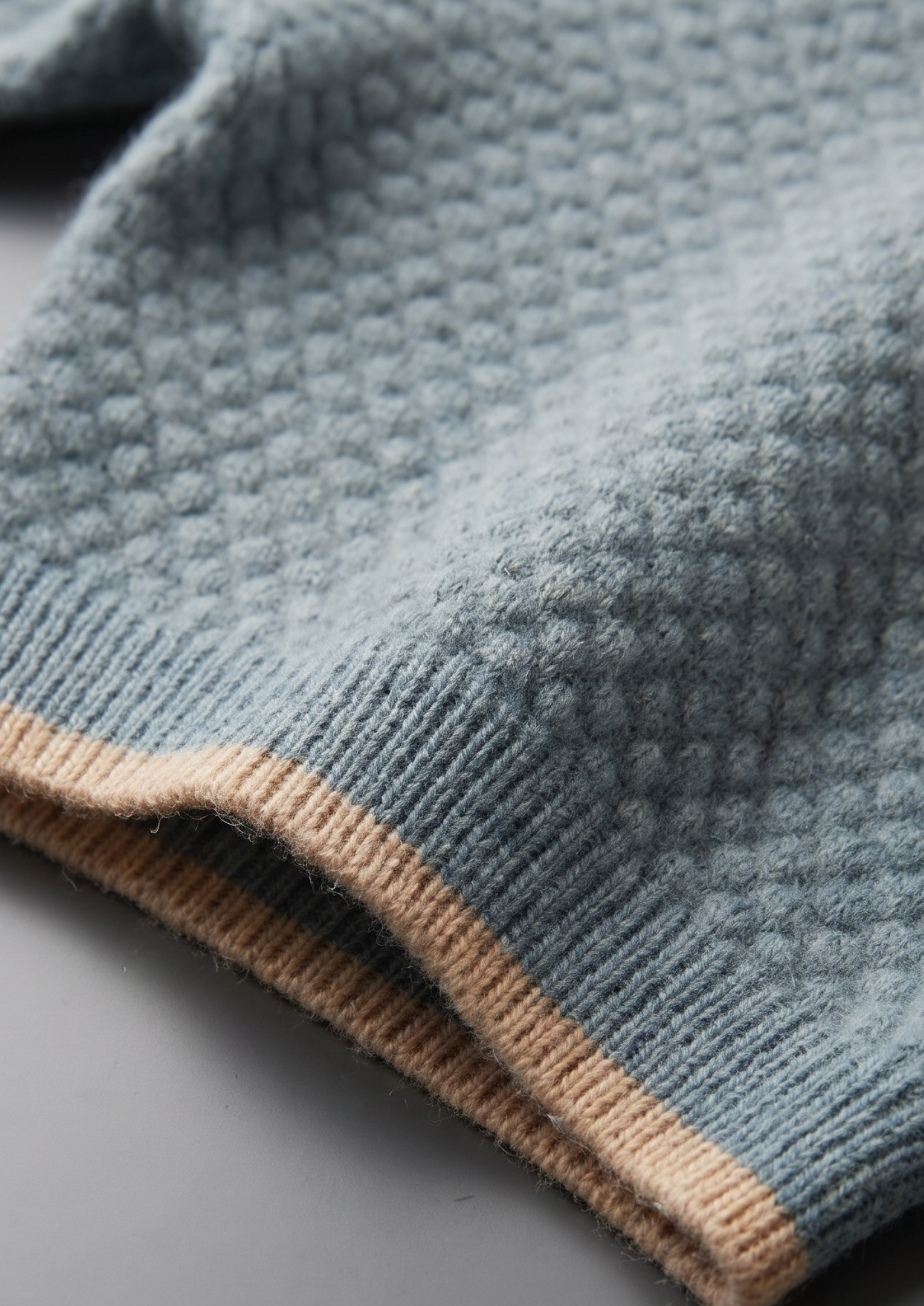 Sea Blue Two-Tone Cashmere Polo