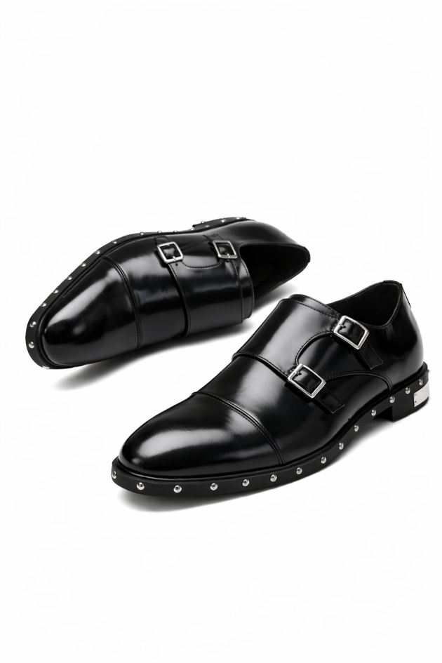 Griffin Leather Double Monk Strap Footwear