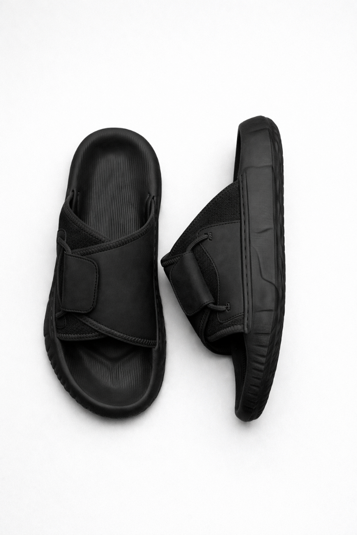 Dawson Leather Slide Sandals - Noir