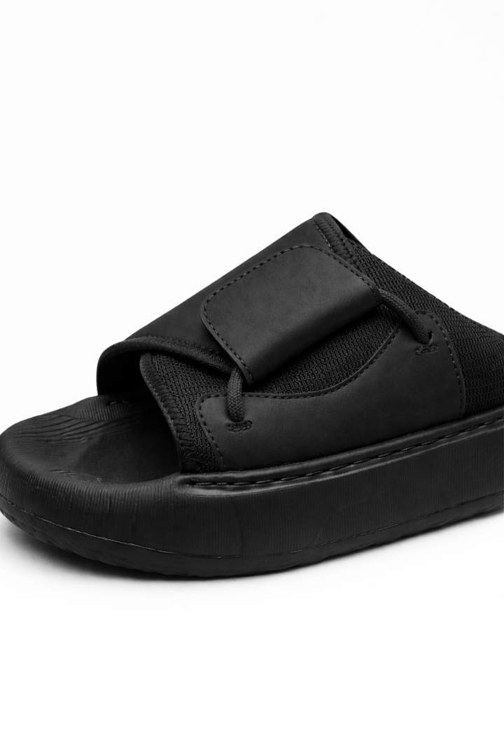 Dawson Leather Slide Sandals - Noir