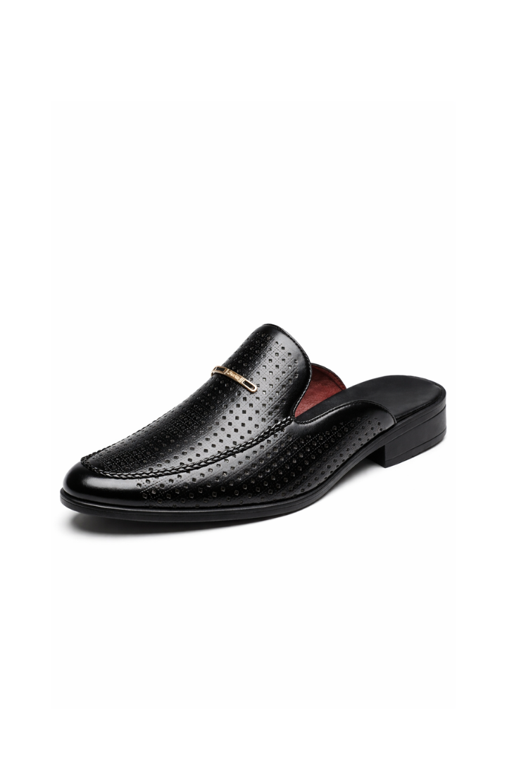 Anson Perforated Leather Mule - Noir