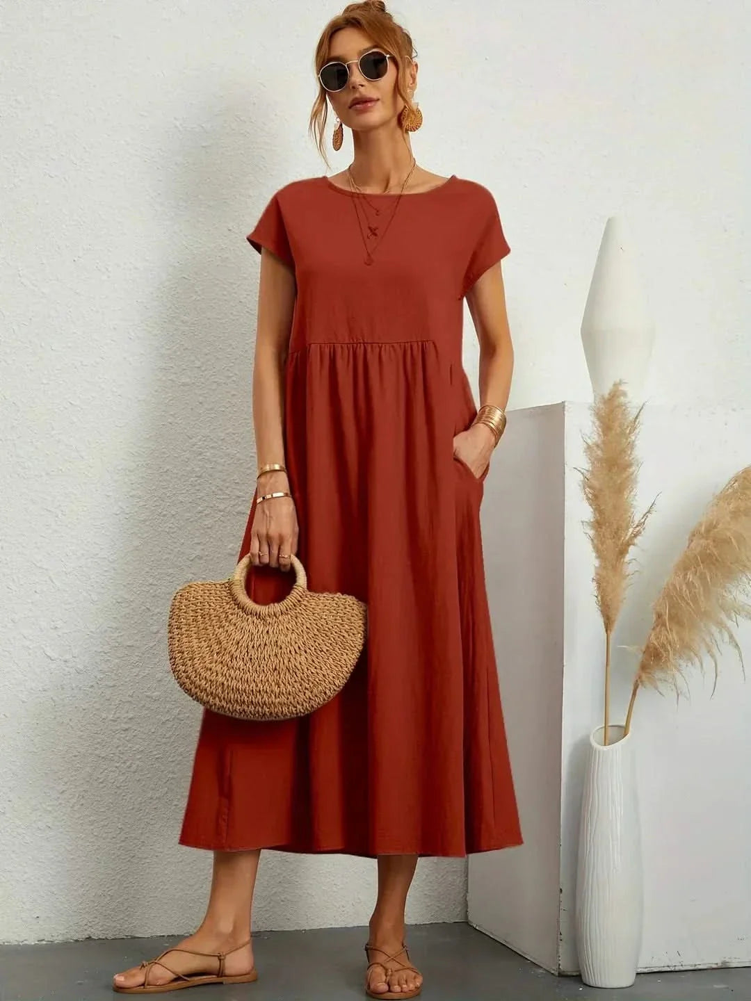 Ava Fluid Silk Midi Dress
