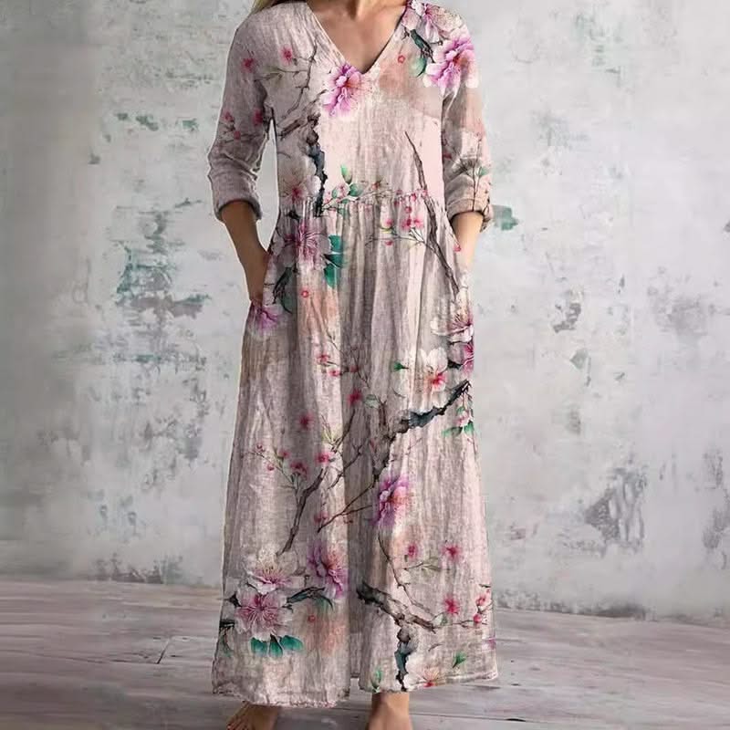 Alina Blossom Silk Midi Dress