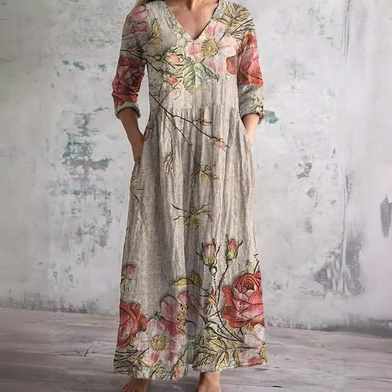 Alina Blossom Silk Midi Dress