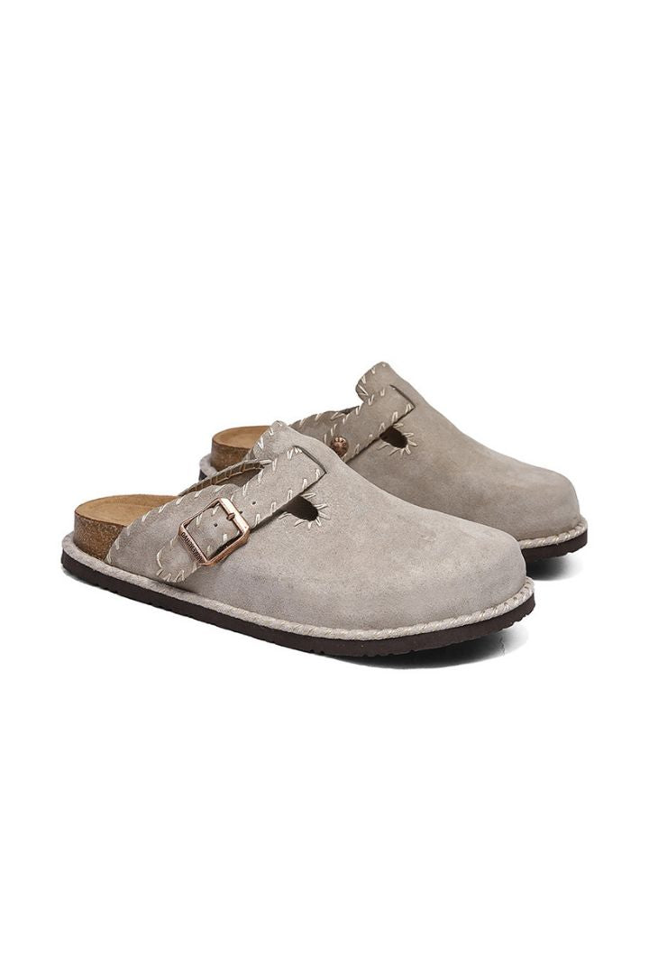 Stone Suede Clog Sandals