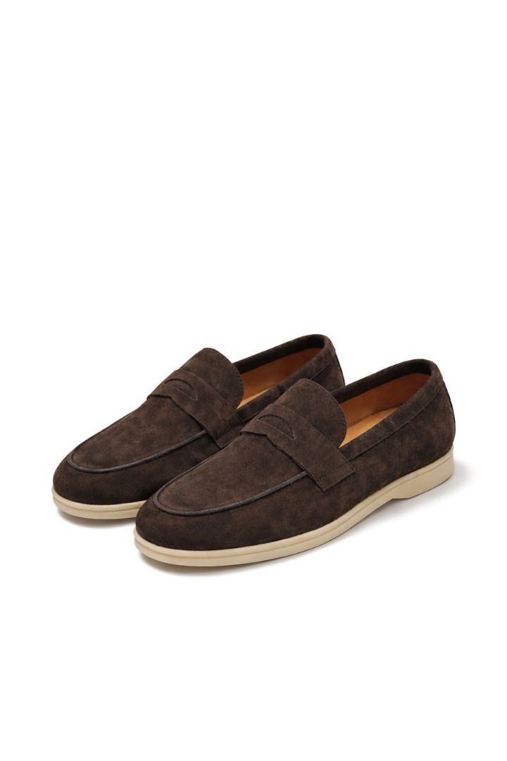 Valerio Brown Suede Penny Loafers