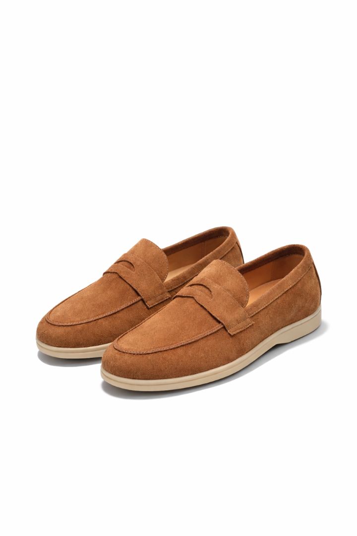 Valerio Sienna Suede Penny Loafers