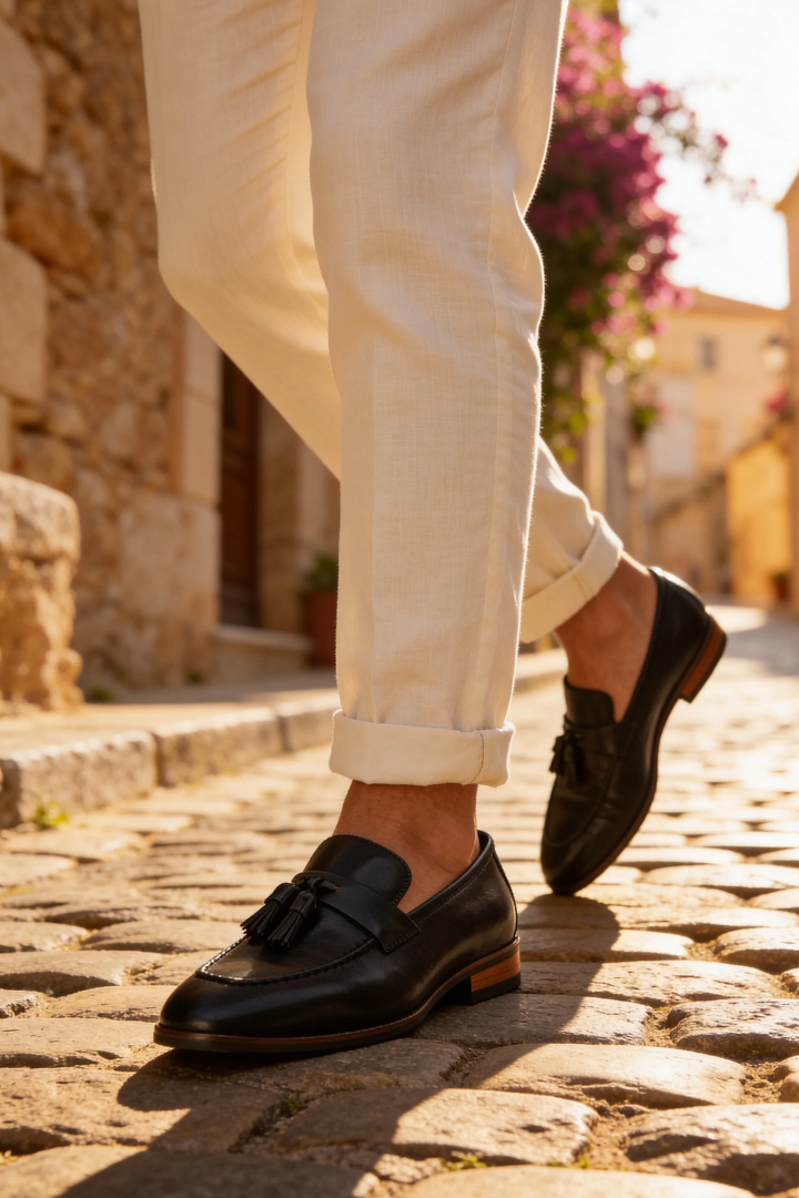 Bruno Black Top-Grain Tassel Loafer