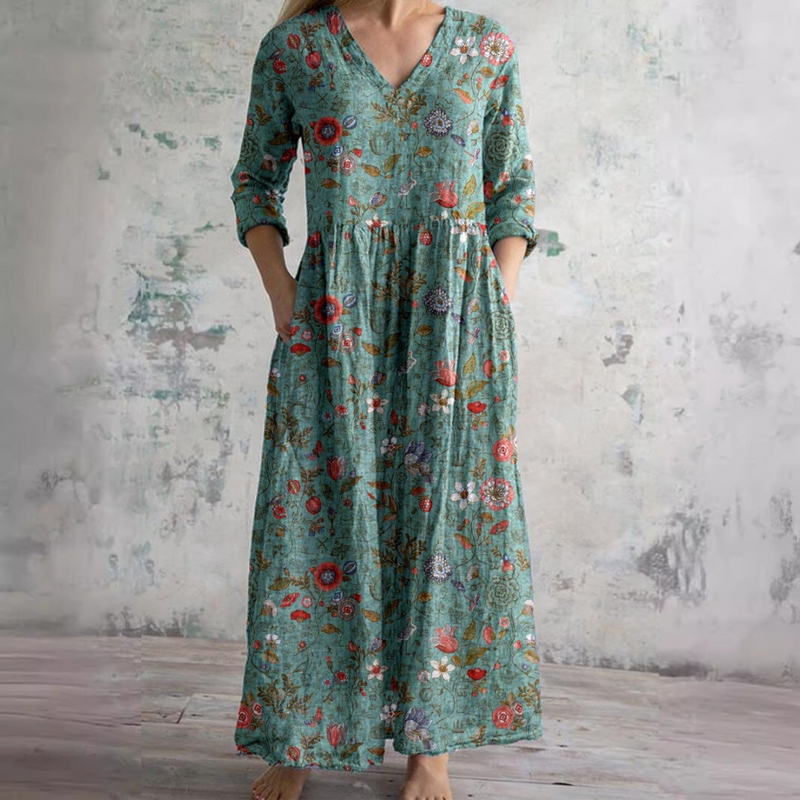 Alina Blossom Silk Midi Dress