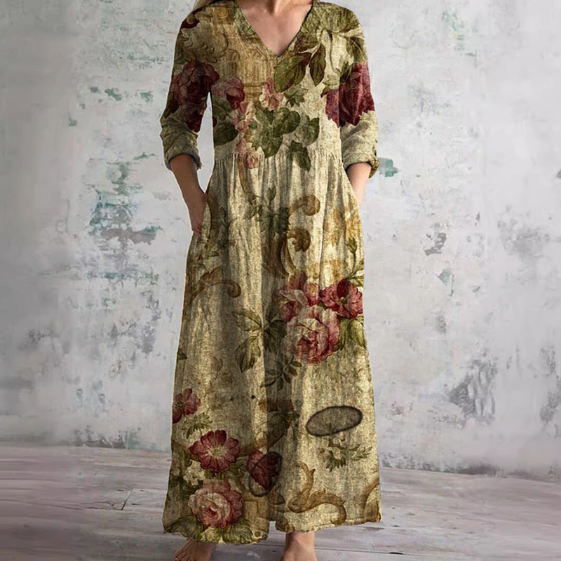 Alina Blossom Silk Midi Dress