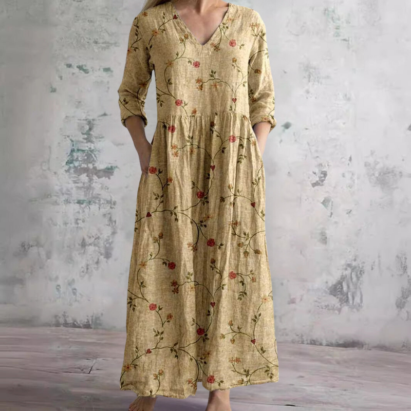 Alina Blossom Silk Midi Dress