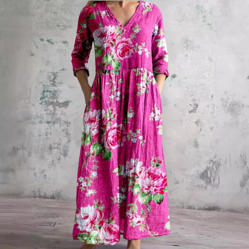 Alina Blossom Silk Midi Dress