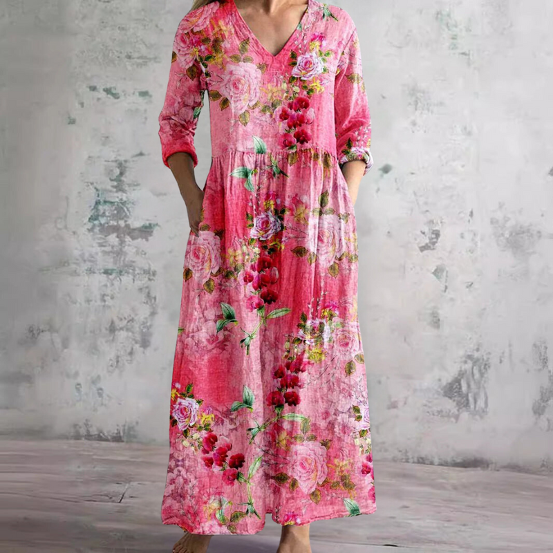 Alina Blossom Silk Midi Dress