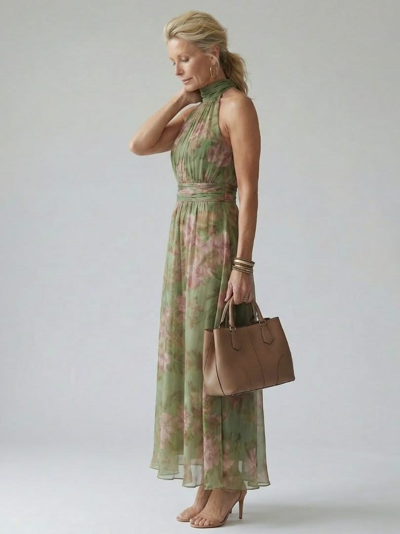 Delilah Silk Halter Midi Dress