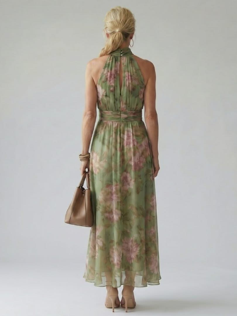 Delilah Silk Halter Midi Dress