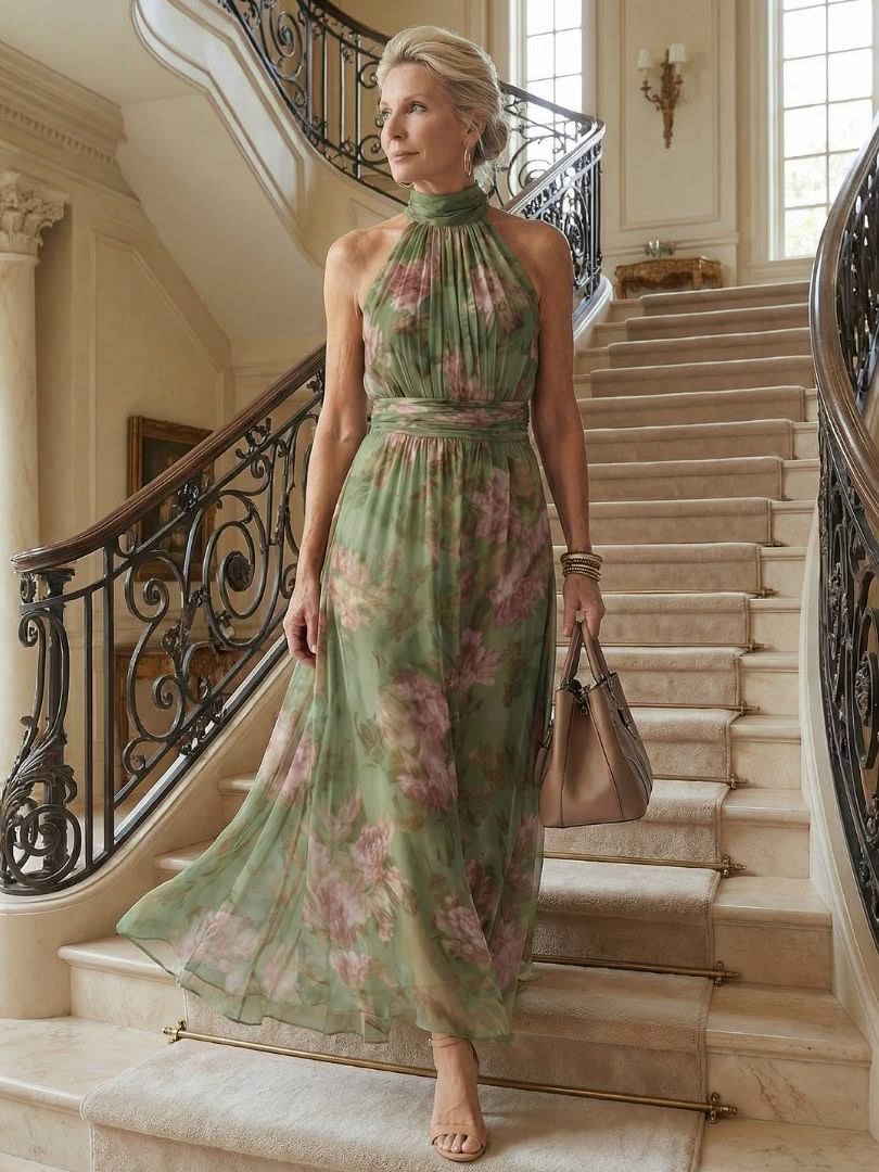 Delilah Silk Halter Midi Dress