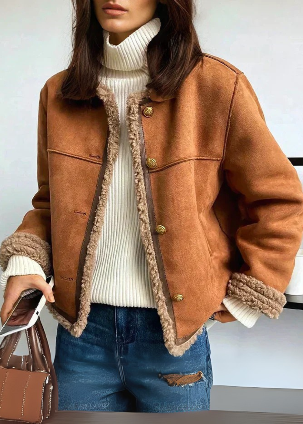 Ruby Shearling-Lined Jacket in Cozy Elegance