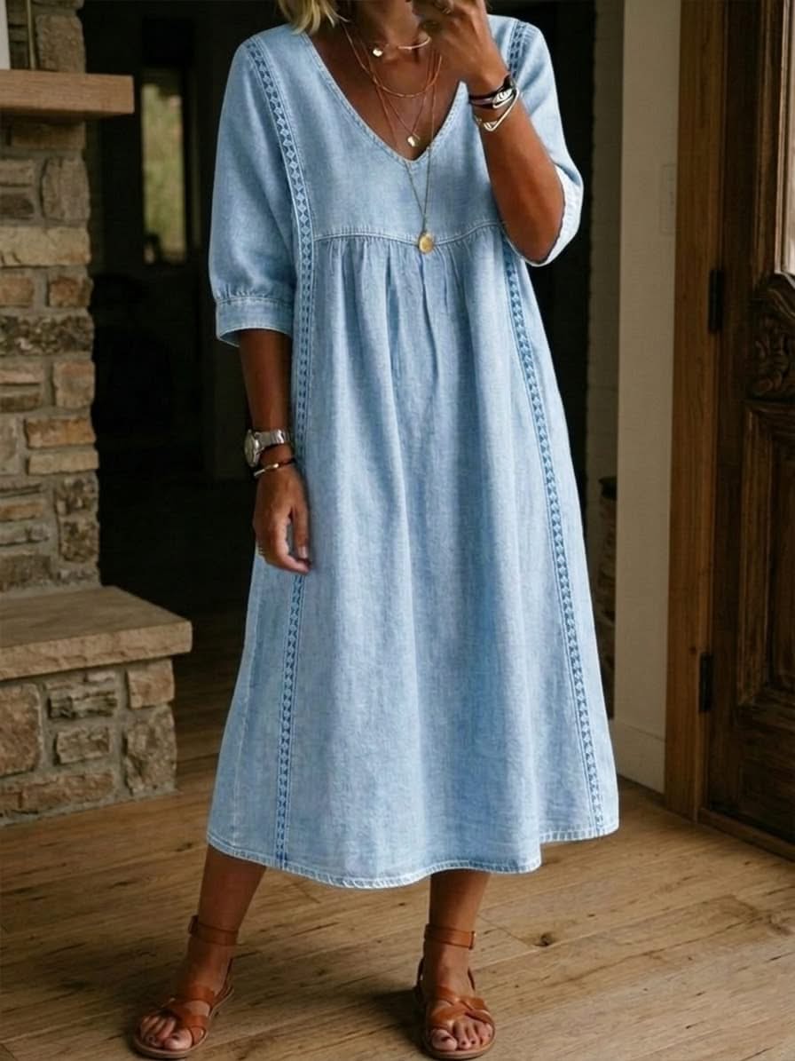 Daisy Lace Trim Silk Dress