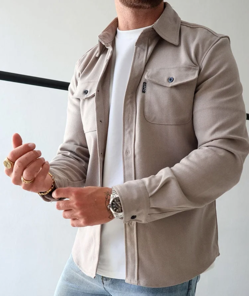 Refined Men's Overshirt in Classic Navy