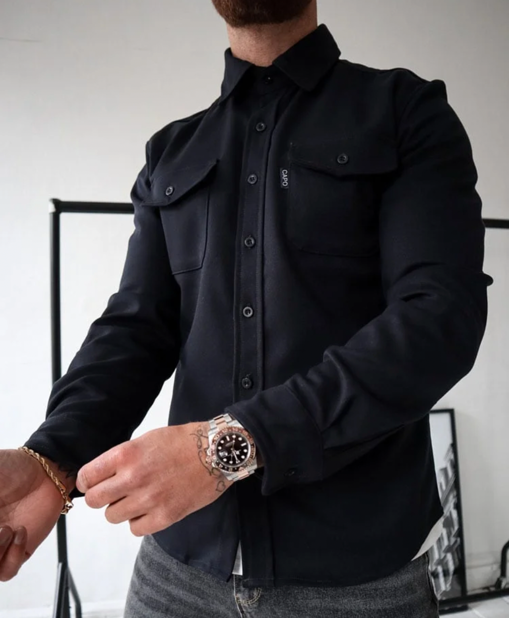 Refined Men's Overshirt in Classic Navy