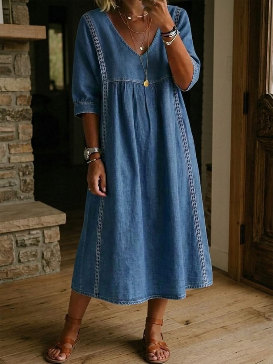 Daisy Lace Trim Silk Dress
