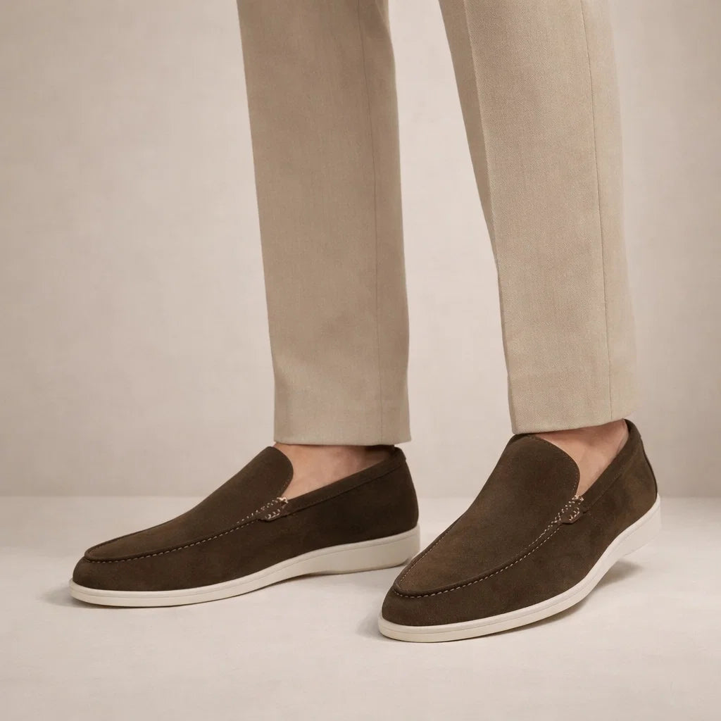 Leather Slip-On Loafers in Classic Brown