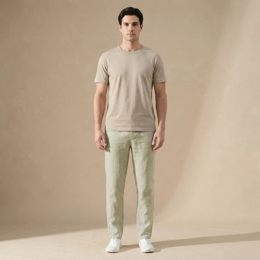 Linen Summer Trousers for Men in Classic Beige