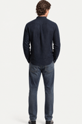 Linen Band Collar Shirt in Soft White