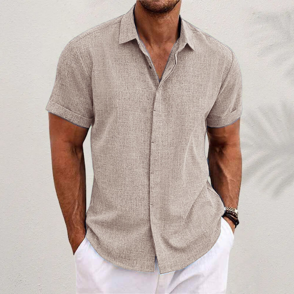 Men's Short-Sleeve Linen Shirt in Summer White