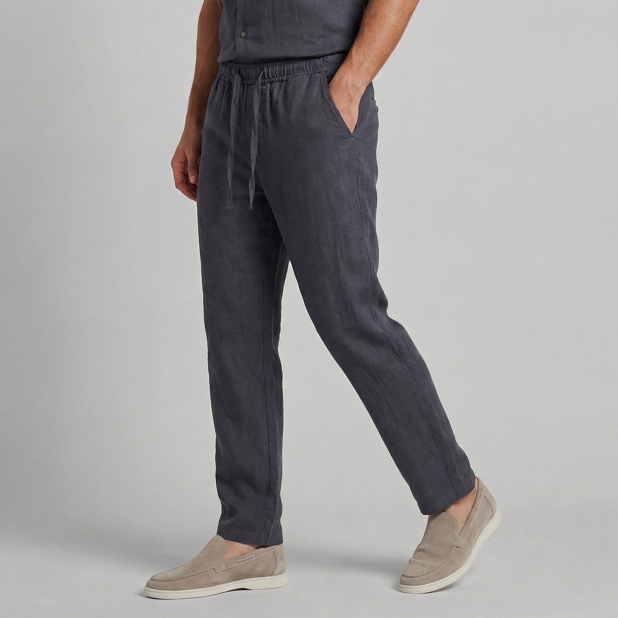 Men's Wide-Leg Casual Trousers in Summer Beige