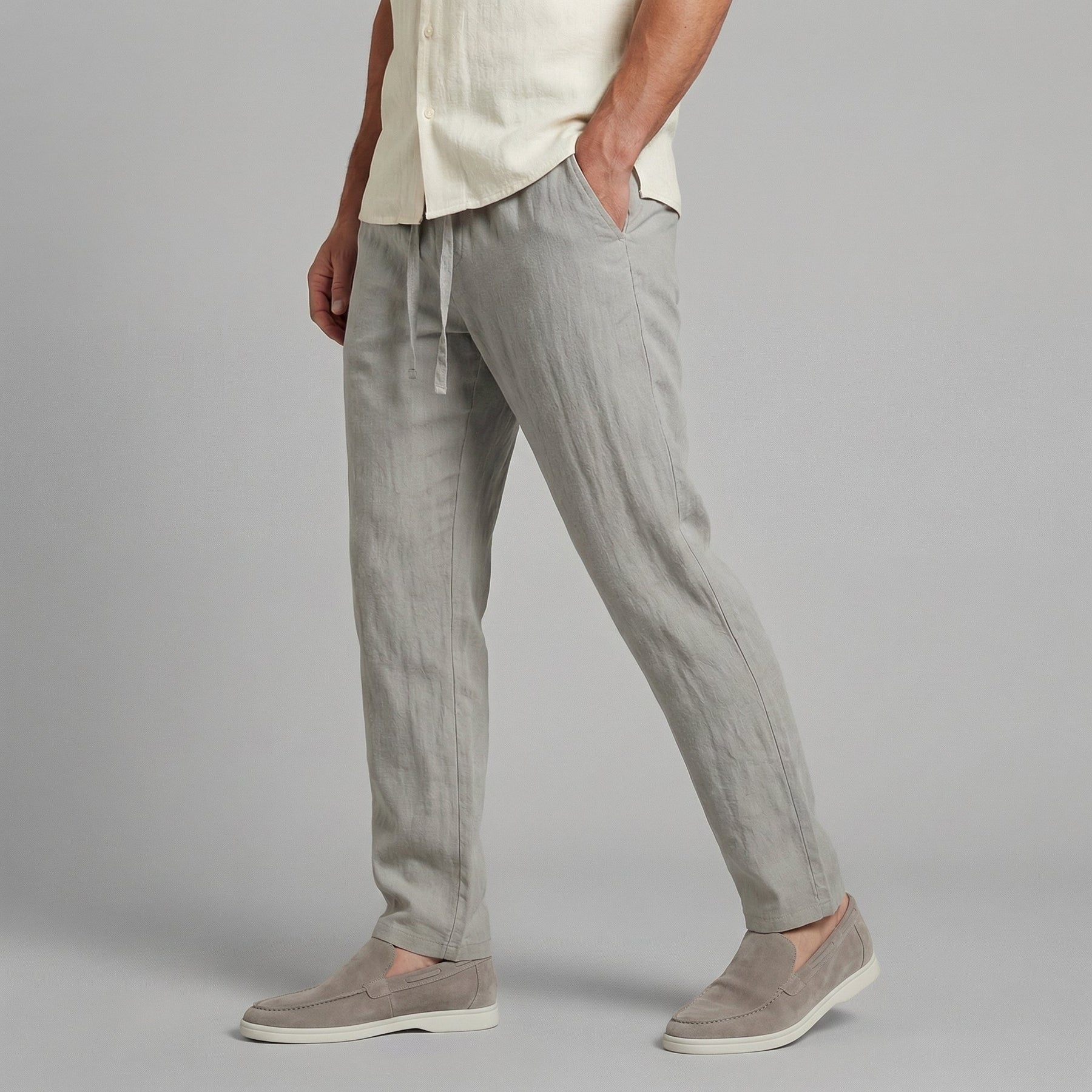 Men's Wide-Leg Casual Trousers in Summer Beige
