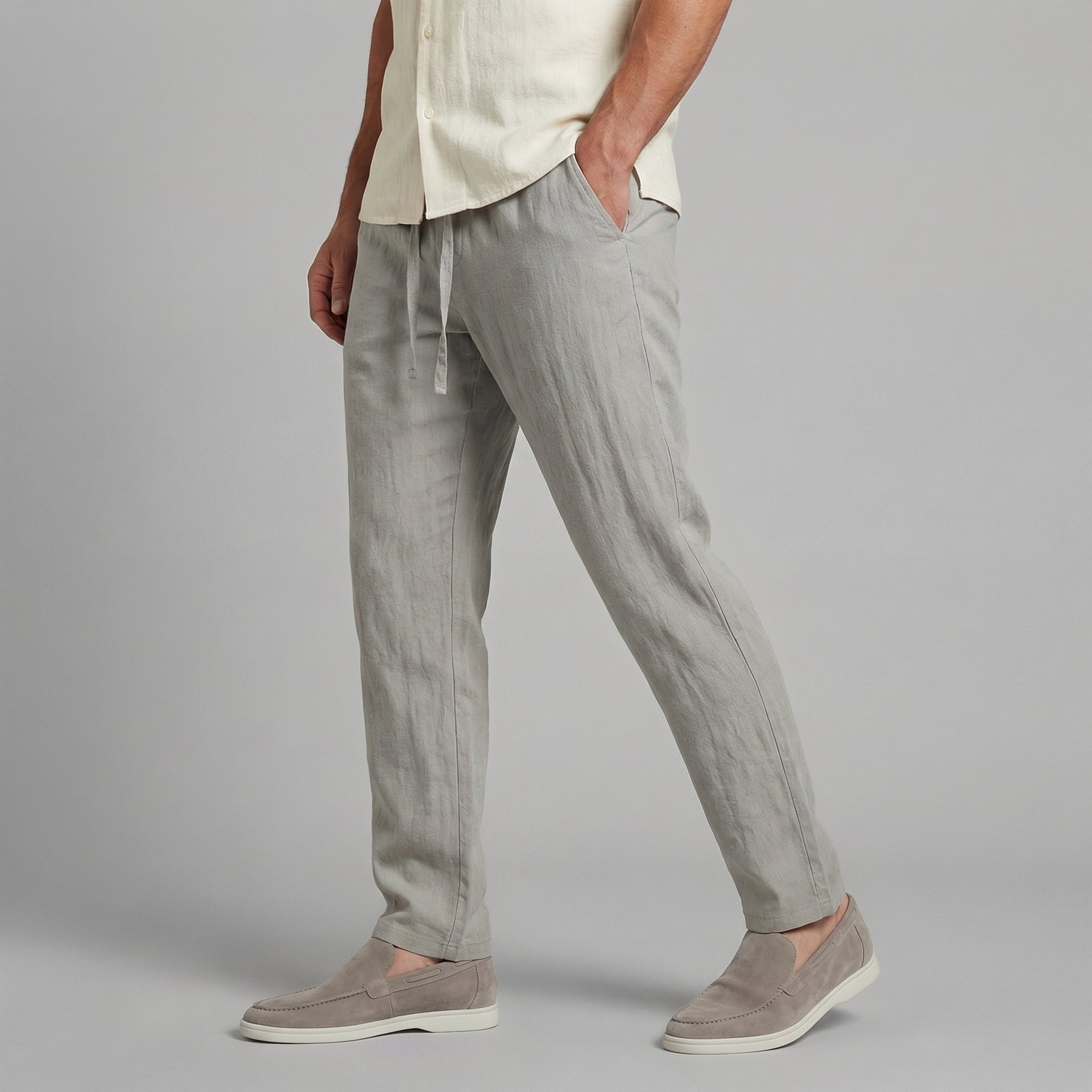Men's Wide-Leg Casual Trousers in Summer Beige