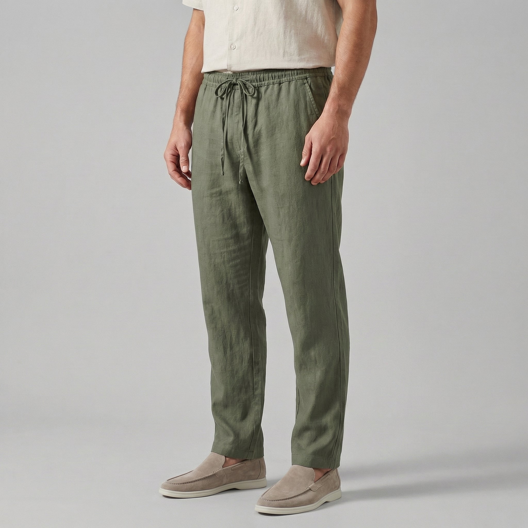 Men's Wide-Leg Casual Trousers in Summer Beige