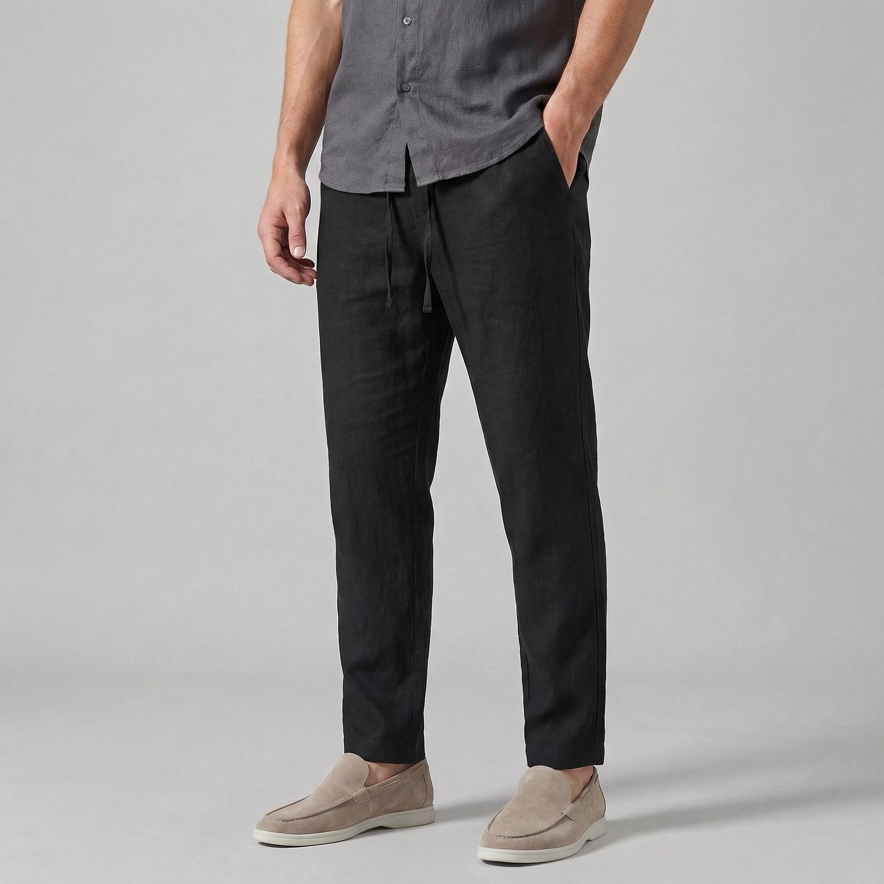 Men's Wide-Leg Casual Trousers in Summer Beige