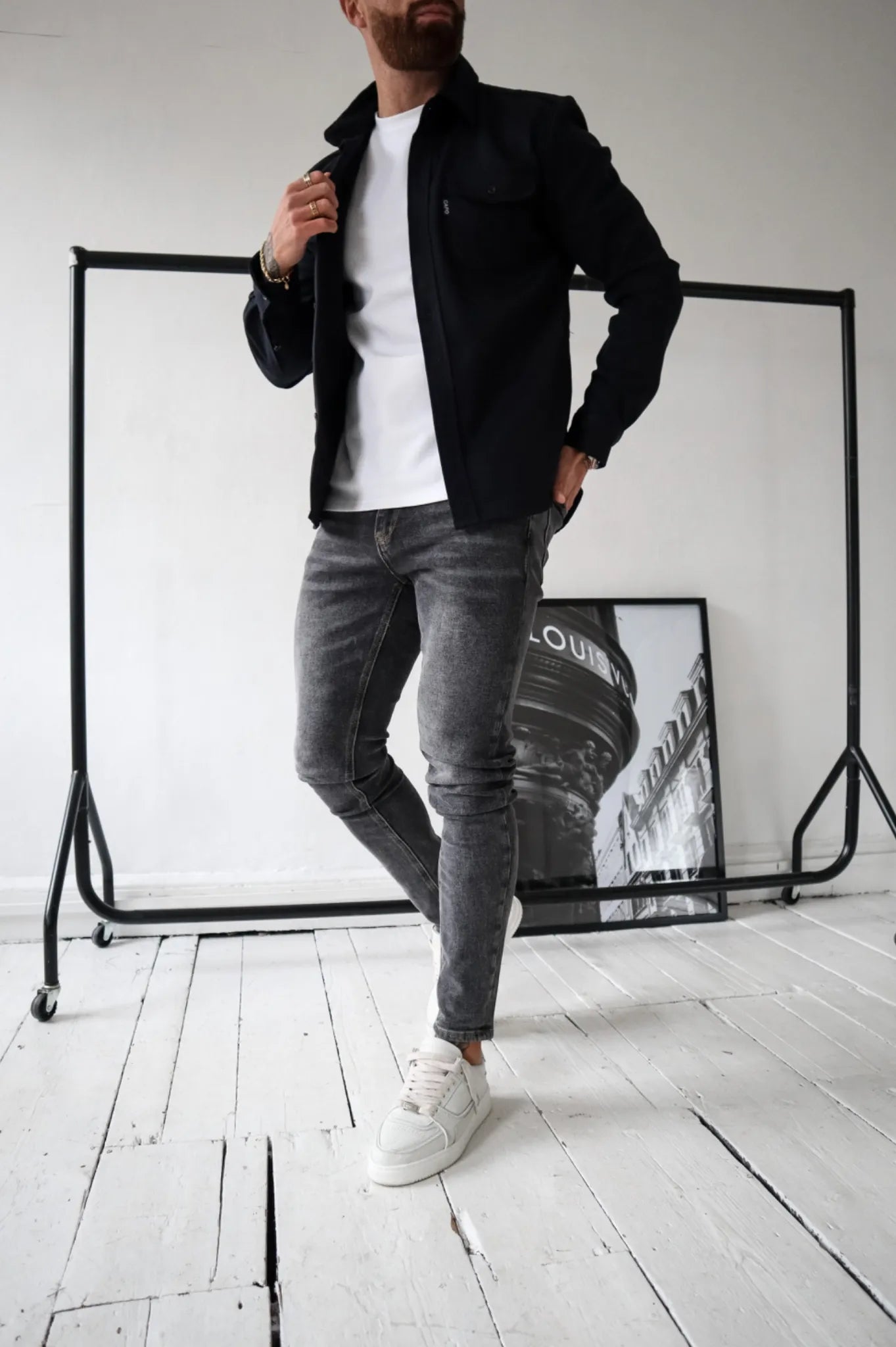 Men's Lightweight Overshirt with Pocket in Soft Beige