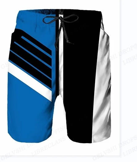 Men's Summer Swim Trunks with Drawstring and Graphic Design