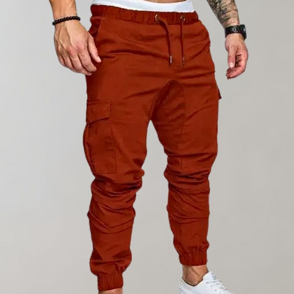 Men's Elegant Cargo Trousers in Classic Khaki