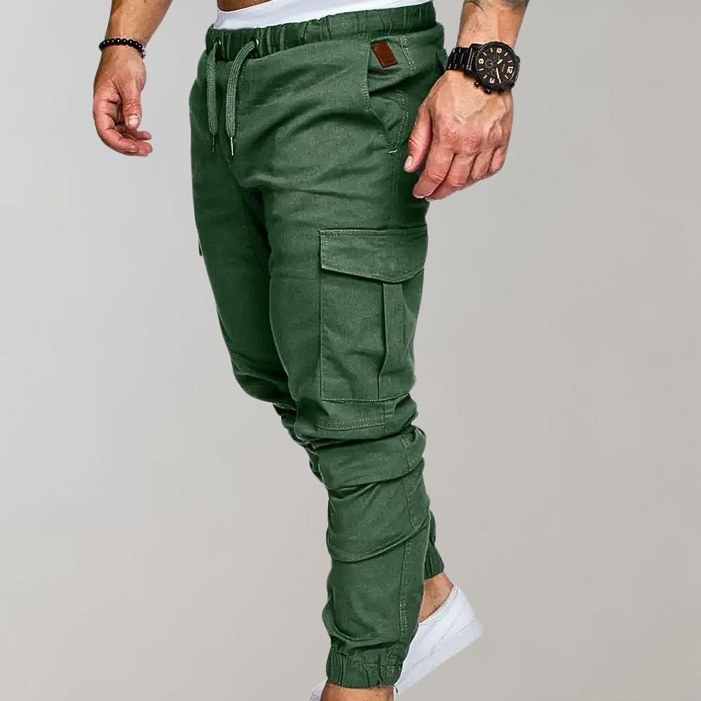 Men's Elegant Cargo Trousers in Classic Khaki